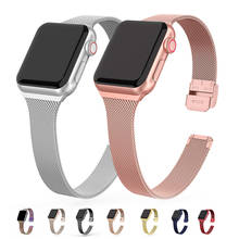 Pulseira de relógio para apple milanesa, em aço inoxidável, 44mm, 40mm, 42mm, 38mm, bracelete para apple watch séries 4, 3, 5, se, 6 2024 - compre barato