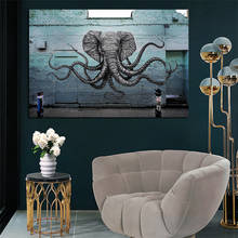 Mural de elefante, pulpo, criatura, pintura impresa en lienzo, arte Pop, Animal, cuadro de pared para sala de estar, decoración, sin marco 2024 - compra barato