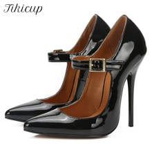 Tikicup 13cm Extrem High Heel Mary Jane Pumps Unisex Pointed Toe Fetish Cross Dresser Drag Queen Gay Unisex Shoes Plus Size 48 2024 - buy cheap