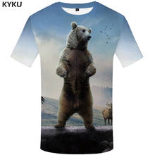 Camiseta con estampado de oso en 3d para hombre, ropa informal, divertida, Harajuku, de manga corta, KYKU, Rusia 2024 - compra barato
