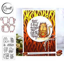 QWELL Enjoy-troqueles de corte de silueta de gato de café con sellos transparentes, taza de amor, álbum de recortes DIY, álbum artesanal, novedad de 2020 2024 - compra barato