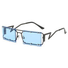 Óculos de sol retangular pequeno clássico óculos de sol feminino vintage armação de metal steampunk óculos retrô colorido 2024 - compre barato