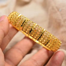 Dubai-pulsera de 24K para mujer, brazalete árabe de Oriente Medio con flor abierta, joyería africana de Color dorado, regalos de moda 2024 - compra barato