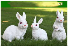 Escultura de simulación de animales para jardín al aire libre, adornos de conejo blanco de resina, figuritas de guardería, artesanía, decoración de paisaje de césped 2024 - compra barato