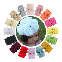 16pcs/lot 5.5" Large Lace Hair Bow Headbands Kid Girls Soft Elastic Headwear Newborn Hairband Photography Prop 2024 - buy cheap