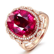 MOONROCY-Anillo de boda de Color oro rosa para mujer y niña, sortija ovalada roja, joyería OL, regalo, venta al por mayor 2024 - compra barato