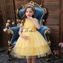 Vestido de encaje Foral para niñas, vestido de princesa elegante para fiesta de comunión, boda, infantes, cumpleaños 2024 - compra barato