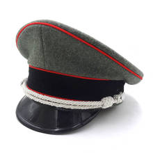 Chapéu de lã alemão elite da segunda guerra, aba vermelha, com cordão de queixo prateado, p m l xl 2024 - compre barato
