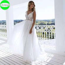 Vestidos De Novia Boho Wedding Dress 2020 Appliqued Floor Length Elegant Tulle A-Line Sexy Backless Beach Bride Gown Casamento 2024 - buy cheap