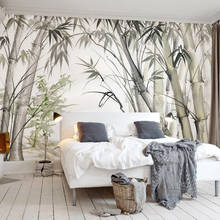 Custom Hand Painted Watercolor Bamboo Forest Art Wall Painting Bedroom Living Room Restaurant Decoration 3D Wall Mural Wallpaper 2024 - buy cheap