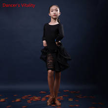 Latin Dance Practice Clothes Female Children Sexy Backless Dress Children Long Sleeve Performance Competition Dancing Skirt 2024 - buy cheap
