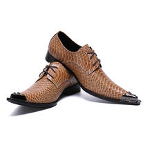 Men Dress Shoes Brown Lace Up Loafers Men's Pointed Toe Handmade Flats For Male 2024 - buy cheap