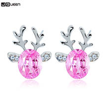 Romantic Lovely Women Ornaments Crystal Jewel Antler Earrings Luxurious Three-dimensional Christmas Deer cute Ear Nail 2024 - buy cheap