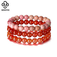 Rinntin 3pcs/set Natural Red Agate Gemstone 8mm Beaded Bracelet & Bangle for Men Women Healing Energy Bracelets Jewelry GMB43 2024 - buy cheap