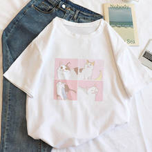 Camiseta feminina de manga curta ulzzang, camiseta feminina vintage de desenhos animados hippie smile kawaii, harajuku 2024 - compre barato