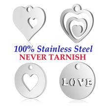 10 Pieces Love Heart Charm Wholesale 100% Stainless Steel High Polished DIY Jewelry Finding Pendant AAAAA Quality Pendants 2024 - buy cheap