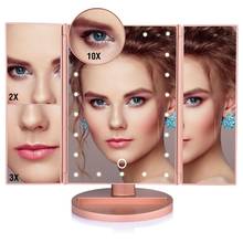 LED Mirror Touch Screen 22 Lights Makeup mirror Magnifying Vanity 3 Folding Table Desktop Mirror light 180 ˚Rotating Adjustable 2024 - buy cheap