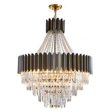 Modern Crystal Staircase Chandeliers Villa Light Stainless Steel Round Black Floor Large Crystal Chandelier Lighting Living Room 2024 - buy cheap