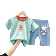 New Fashion Summer Baby Boys Girls Clothes Suit Children Striped T-Shirt Shorts 2Pcs/Sets Toddler Casual Costume Kids Tracksuits 2024 - buy cheap