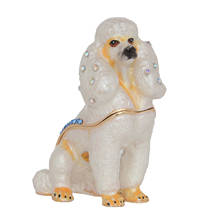 Poodledog caixa de joias com dobradiça, lembrança do cão caixas em miniatura cães decoração criativa presentes para amantes de animais de estimação 2024 - compre barato