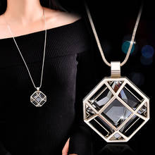 2019 New Openwork Geometric Long Necklace for Women Crystal Bijoux Fashion Accessories Cut Gift 2024 - buy cheap