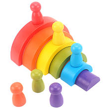 6Pcs Kids Toys Wood Colorful Rainbow Building Blocks with Doll Colored Stacker Block Toys For Children Early Learning for Baby 2024 - buy cheap