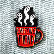 Caffeine Fiend Coffee Cup with Ghosts Brooch Pins Enamel Metal Badges Lapel Pin Brooches Jackets Fashion Jewelry Accessories 2024 - buy cheap