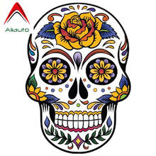 Aliauto Skull Head of Personality Car Sticker Day of The Dead Rock Vintage Sunscreen Waterproof Reflective PVC Decal,10cm*14cm 2024 - buy cheap