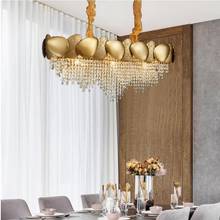 New modern luxury crystal chandelier living room dining room bedroom model room rectangle gold LED light designer chandelier 2024 - buy cheap