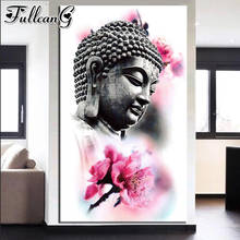 FULLCANG 5D religious icon full square/round drill diy diamond painting zen buddha flower 3D mosaic embroidery sale decor FC1778 2024 - buy cheap