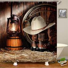 Retro West Cowboy Boots Hat Lamp Waterproof Shower Curtains  Shower Curtain Bathroom Polyester 3D Girls Boys Gifts 2024 - buy cheap