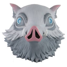 Inosuke Hashibira Mask Helmet  Demon Slayer Kimetsu no Yaiba Cosplay Pig Mask Latex Adult Halloween Masks Costume Prop 2024 - buy cheap
