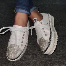 Women Rhinestone Loafers Slip On Flat Thick Botton Lazy Casual Ladies Lace Up Casual Shoes 2020 New Bling Women's Sneakers 2024 - buy cheap