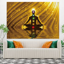 Estatua de Buda indio para meditación, tapiz de 7 Chakras, tapiz colgante de pared de Mandala, tapices de pared, alfombra psicodélica de Yoga, decoración Bohemia 2024 - compra barato