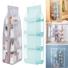 8/6 Pockets Fabric Hanging Storage Bag Transparent Pocket Double Sides Hanging Closet Foldable Organize Handbag Storage Bag 2024 - buy cheap