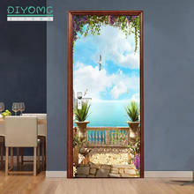 77x200cm 3D Landscape Door Stickers For Living Room Bedroom DIY PVC self-Adhesive Wallpaper Home Decor Waterproof Mural Decal 2024 - buy cheap