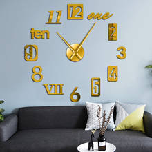 Relógio de parede moderno, números mistos de arábia inglesa, números romanos, adesivos de efeito espelhado acrílico, arte de parede gigante diy 2024 - compre barato
