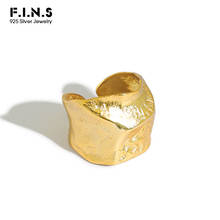 F.I.N.S-Anillo de Plata de Ley 925 para mujer, sortija de dedo con textura ancha, con superficie Irregular, S925 2024 - compra barato