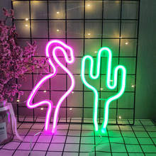 Bird Cactus Shaped LED Decorative Neon Sign Night Light Holiday Art Lamp 2024 - buy cheap