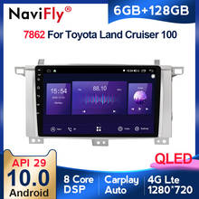 Navifly-kit multimídia para carro, 6gb + 128gb, tela qled, 1280*720, android 10.0, rádio automotivo, reprodutor multimídia para toyota land cruiser lc 100 2007-2014 2024 - compre barato