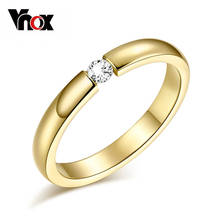 Vnox-Anillos De Compromiso elegantes para mujer, de 3mm, de acero inoxidable, Color dorado, anillo de chica con piedras CZ 2024 - compra barato