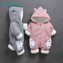 OkayMom/зимние пальто для малышей; Одежда для новорожденных; утепленные комбинезоны с капюшоном для маленьких мальчиков и девочек; зимняя одежда; комбинезоны; одежда 2024 - купить недорого