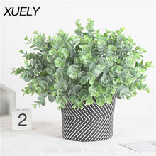 Flocking Artificial Eucalyptus leaves for Christmas wedding decoration Flower arrangment faux foliage green leaves fake plants 2024 - buy cheap