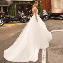 Vestido de Novia elegante de cola larga, escote en forma de A, con cuentas de tul, para Novia 2024 - compra barato