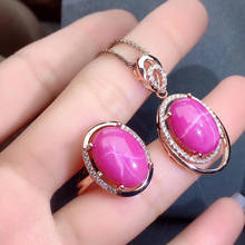 100% Natural Real Ruby Set 925 Sterling Silver,1pc Ruby Ring,1pc Ruby Pendant Birthday Best Gift 2024 - buy cheap