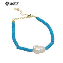 MPB034 WKT Unique colorful beads making bracelet women fashion freshwater pearl hand make jewelry bracelet with turquoises 2024 - buy cheap