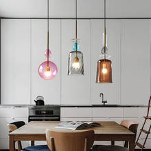 Luminária pendente estilo nórdico, luminária com cores de doces, em vidro colorido, para decoração interna, sala de jantar, café, bar, cozinha 2024 - compre barato