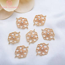(261)6PCS 19x15MM 24K  Gold Color Plated Brass with Zircon Hollow  flower Charms Pendants High Quality Diy Jewelry Accessories 2024 - buy cheap