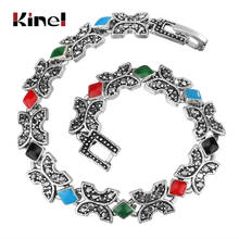 Kinel Hot Charm Bracelets For Women Silver Color Colorful Enamel Vintage Jewelry Best Friends Gift 2017 New 2024 - buy cheap