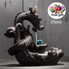 Ceramic Backflow Incense Burner Creative Home Decor Dragon Incense Holder Censer With Crystal Ball + 20pcs Incense Cones 2024 - buy cheap